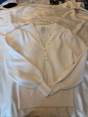 Blue Rain Ivory Knit Button Cardigan